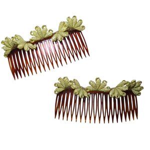 Vintage Hair Combs Decorated with Shells Seashells Tropical Beach Tiki Hawaiian